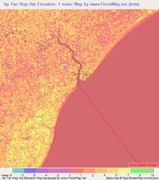 Ap Tan Hiep Hai,Vietnam Elevation Map