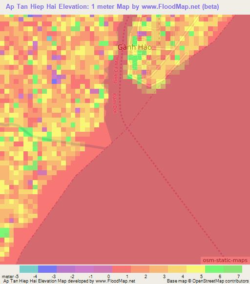 Ap Tan Hiep Hai,Vietnam Elevation Map