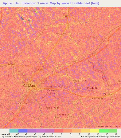 Ap Tan Duc,Vietnam Elevation Map