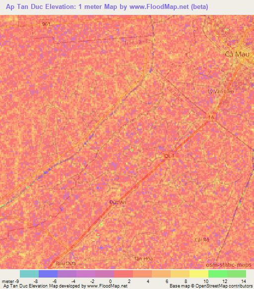 Ap Tan Duc,Vietnam Elevation Map