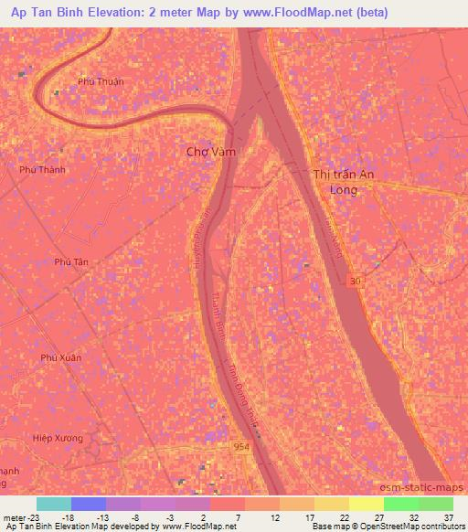 Ap Tan Binh,Vietnam Elevation Map