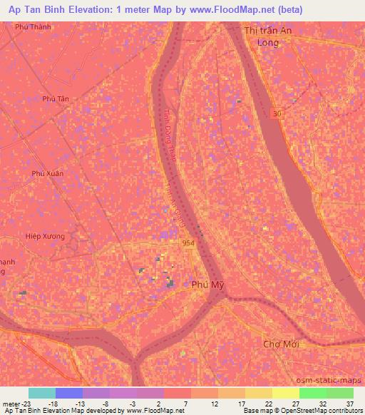 Ap Tan Binh,Vietnam Elevation Map