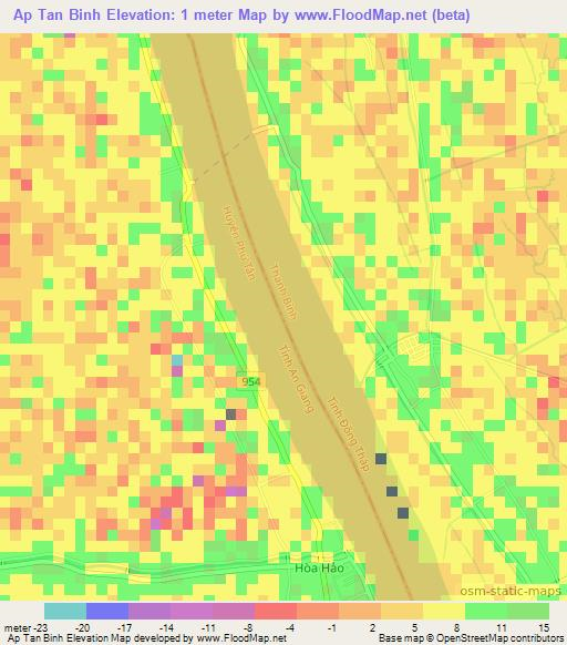 Ap Tan Binh,Vietnam Elevation Map