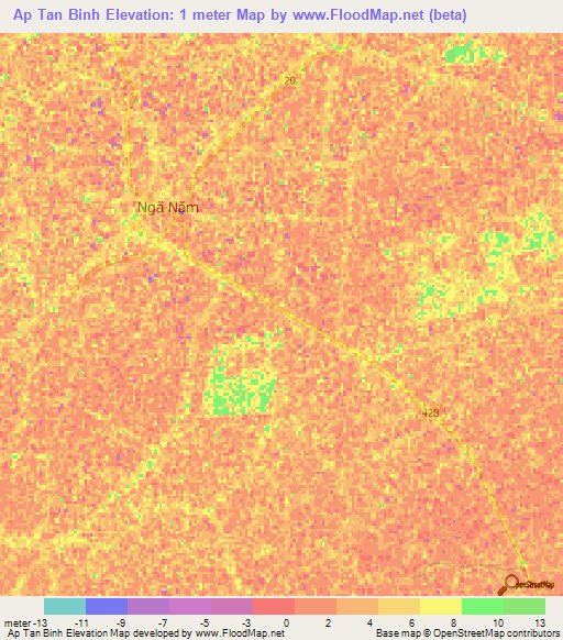 Ap Tan Binh,Vietnam Elevation Map