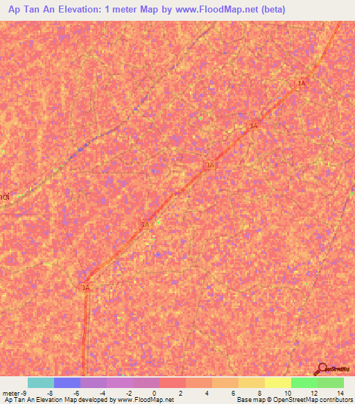 Ap Tan An,Vietnam Elevation Map