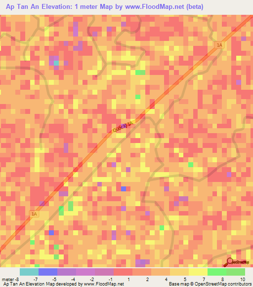 Ap Tan An,Vietnam Elevation Map