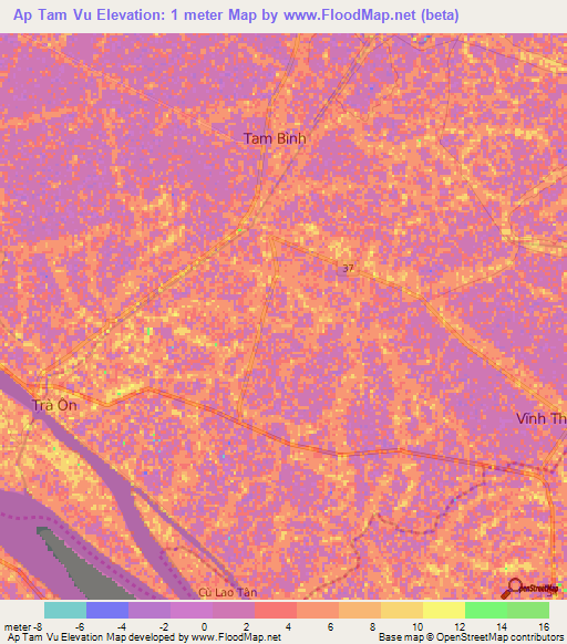 Ap Tam Vu,Vietnam Elevation Map