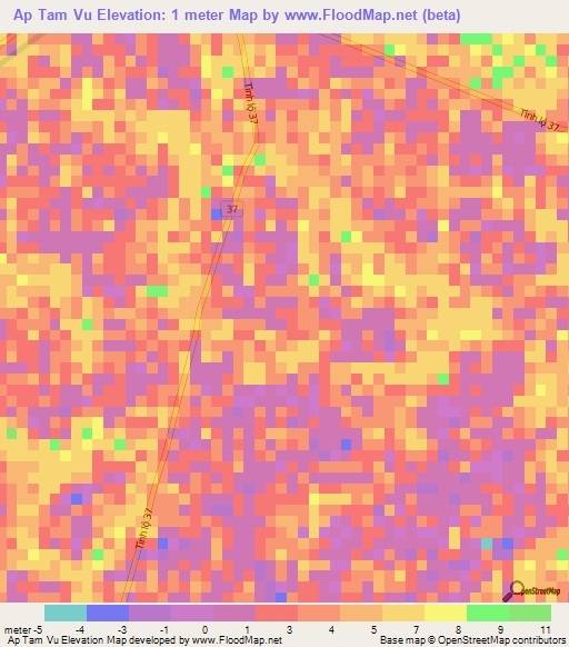 Ap Tam Vu,Vietnam Elevation Map