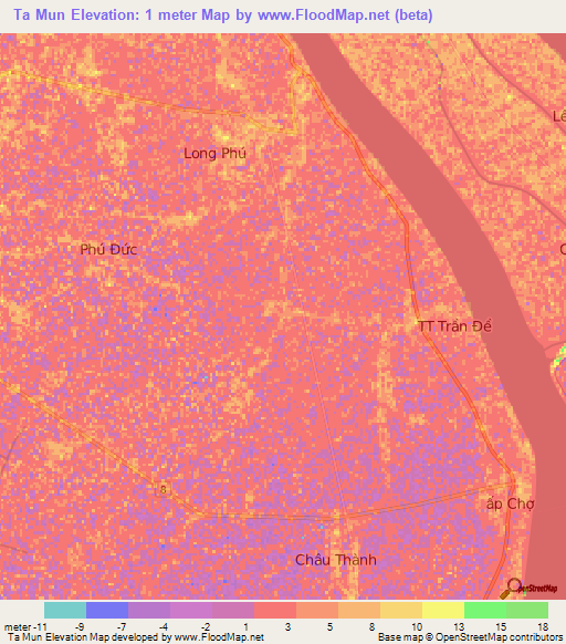 Ta Mun,Vietnam Elevation Map