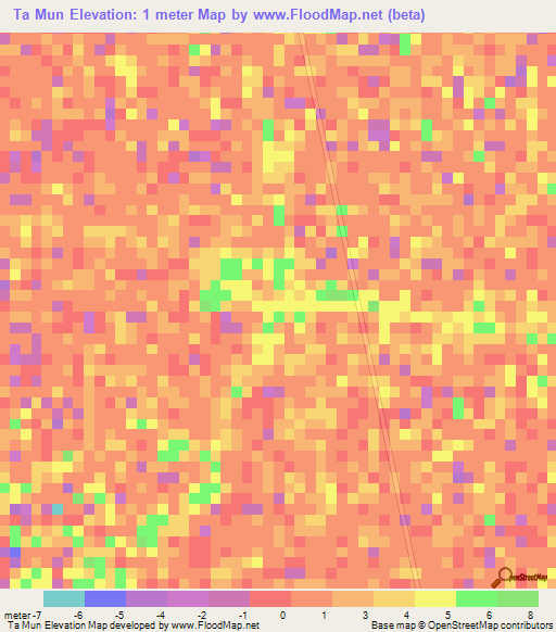 Ta Mun,Vietnam Elevation Map