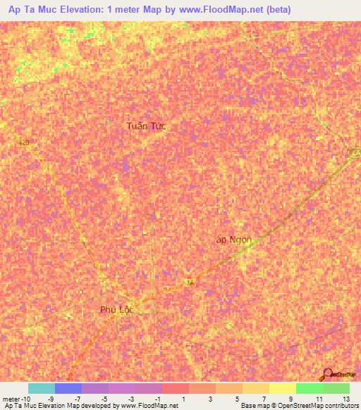 Ap Ta Muc,Vietnam Elevation Map