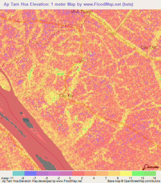 Ap Tam Hoa,Vietnam Elevation Map