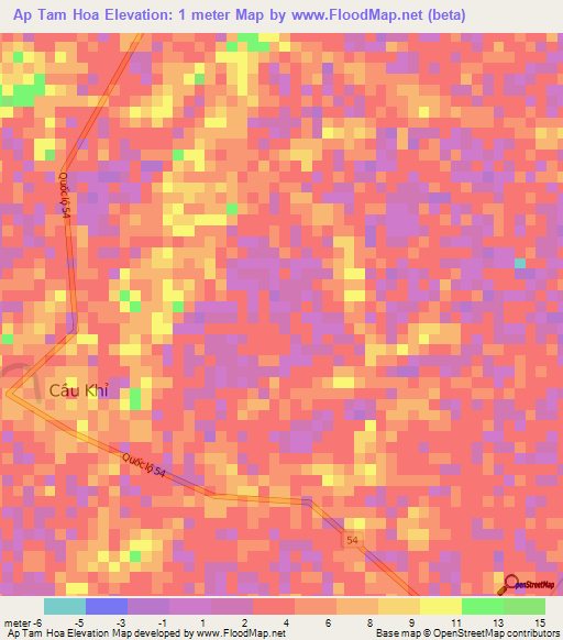 Ap Tam Hoa,Vietnam Elevation Map