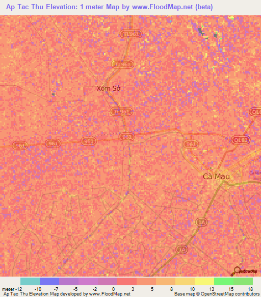 Ap Tac Thu,Vietnam Elevation Map