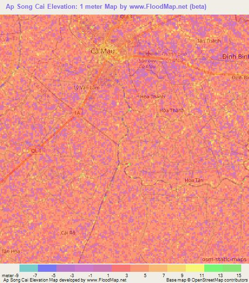 Ap Song Cai,Vietnam Elevation Map