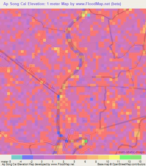 Ap Song Cai,Vietnam Elevation Map