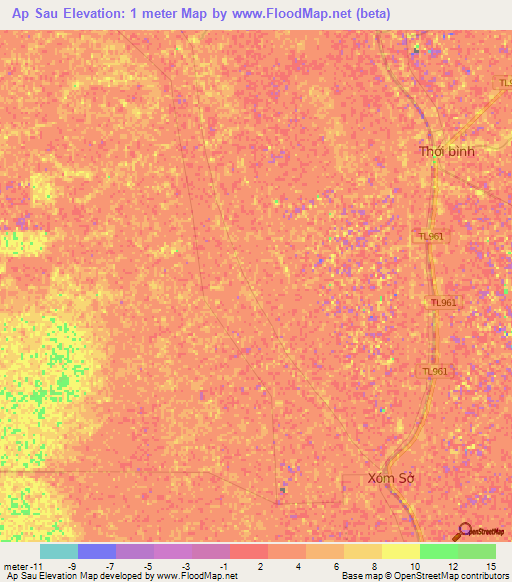 Ap Sau,Vietnam Elevation Map