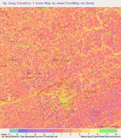 Ap Sang,Vietnam Elevation Map