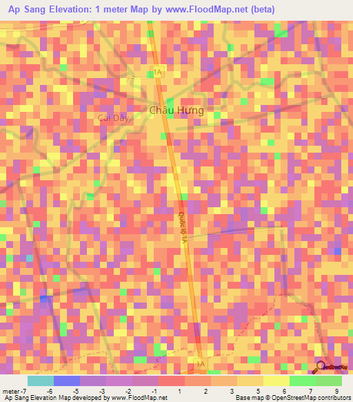 Ap Sang,Vietnam Elevation Map