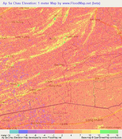 Ap Sa Chau,Vietnam Elevation Map