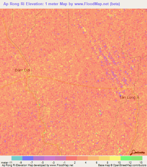 Ap Rong Ri,Vietnam Elevation Map