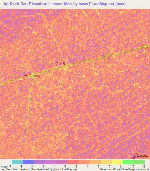 Ap Rach Ran,Vietnam Elevation Map