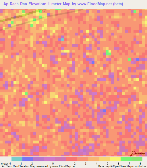 Ap Rach Ran,Vietnam Elevation Map