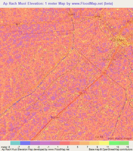 Ap Rach Muoi,Vietnam Elevation Map