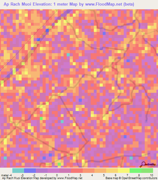 Ap Rach Muoi,Vietnam Elevation Map