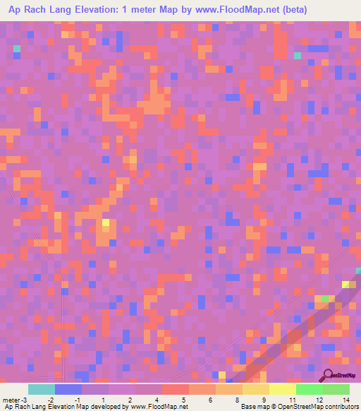 Ap Rach Lang,Vietnam Elevation Map