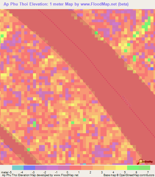 Ap Phu Thoi,Vietnam Elevation Map