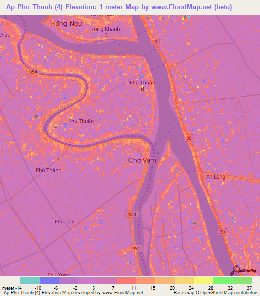 Ap Phu Thanh (4),Vietnam Elevation Map