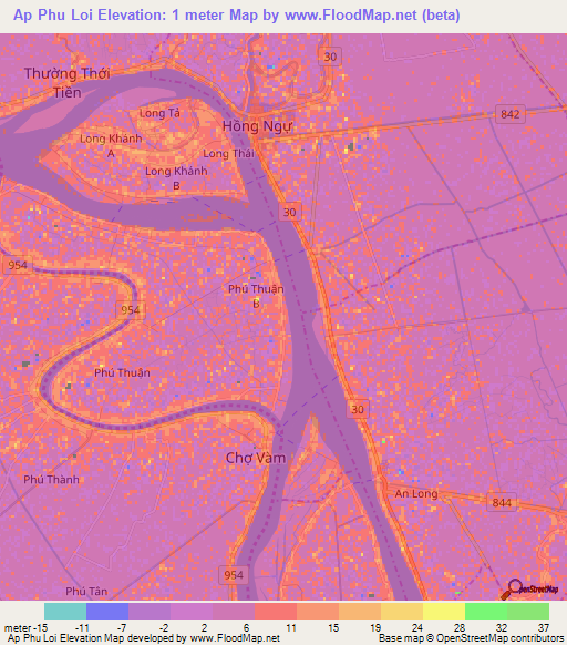 Ap Phu Loi,Vietnam Elevation Map