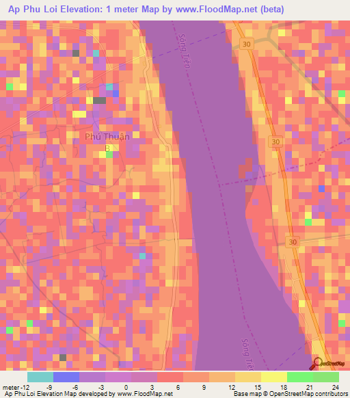 Ap Phu Loi,Vietnam Elevation Map