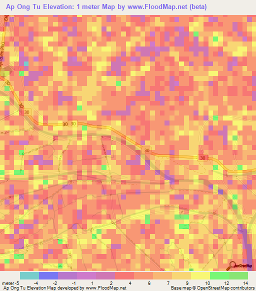 Ap Ong Tu,Vietnam Elevation Map