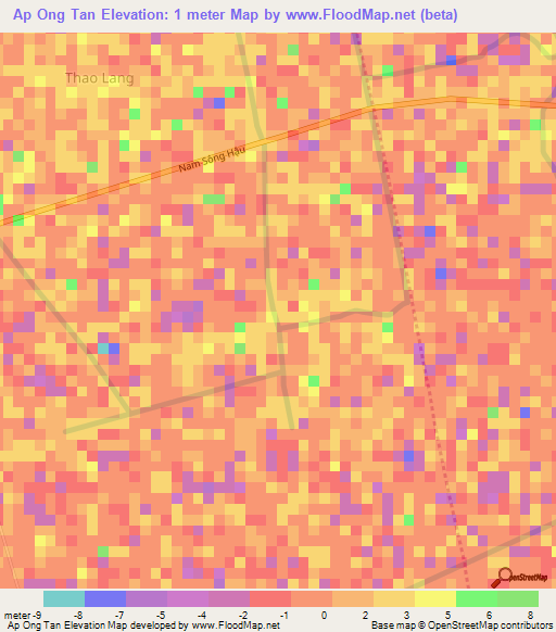 Ap Ong Tan,Vietnam Elevation Map