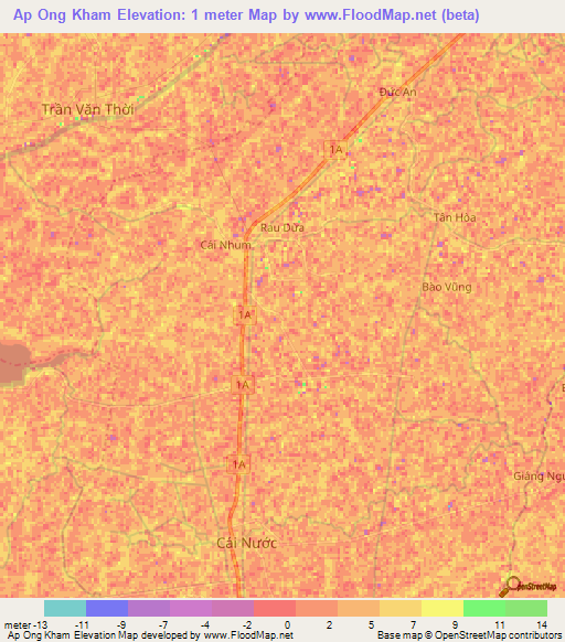 Ap Ong Kham,Vietnam Elevation Map