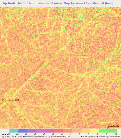 Ap Ninh Thanh Chua,Vietnam Elevation Map