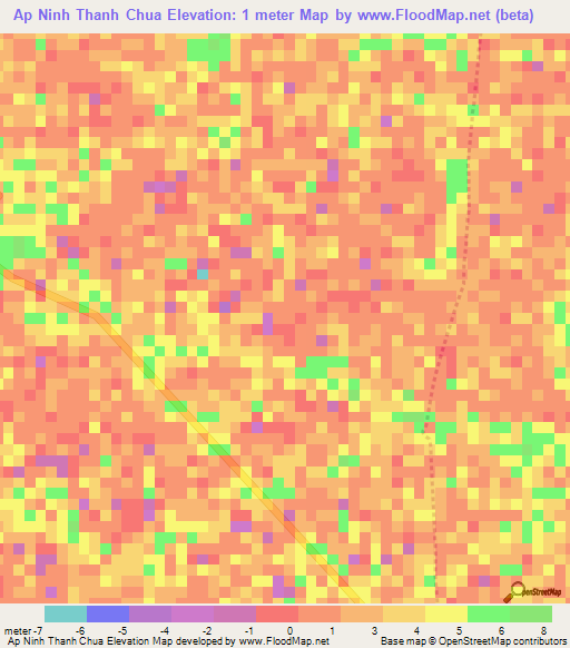 Ap Ninh Thanh Chua,Vietnam Elevation Map