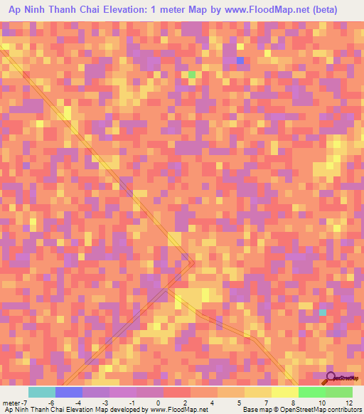 Ap Ninh Thanh Chai,Vietnam Elevation Map