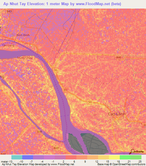 Ap Nhut Tay,Vietnam Elevation Map