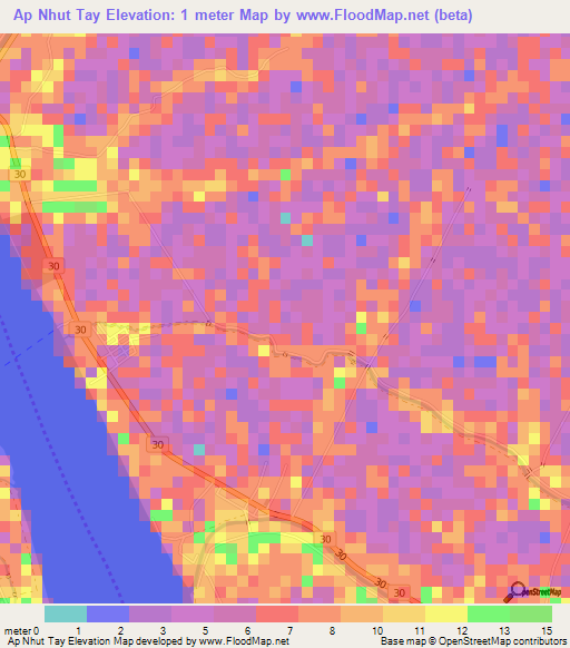 Ap Nhut Tay,Vietnam Elevation Map