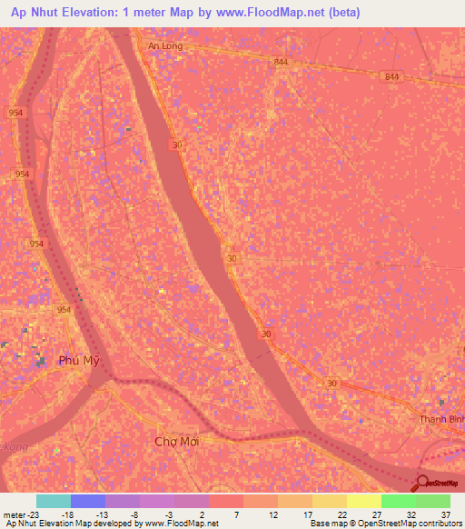 Ap Nhut,Vietnam Elevation Map