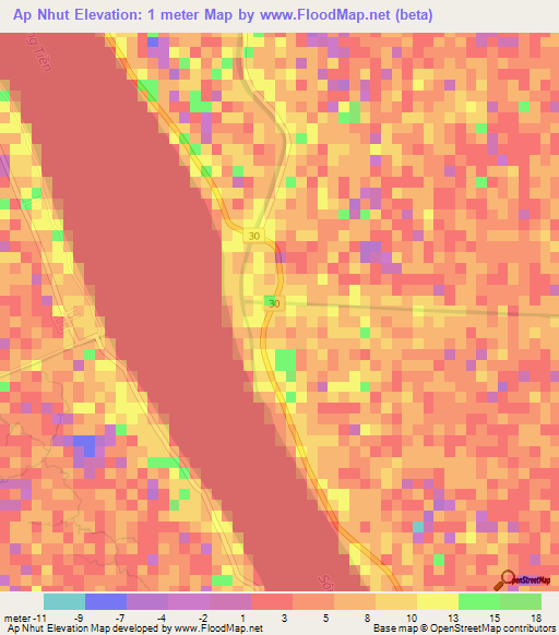 Ap Nhut,Vietnam Elevation Map