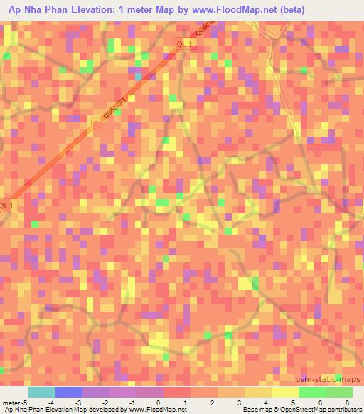 Ap Nha Phan,Vietnam Elevation Map