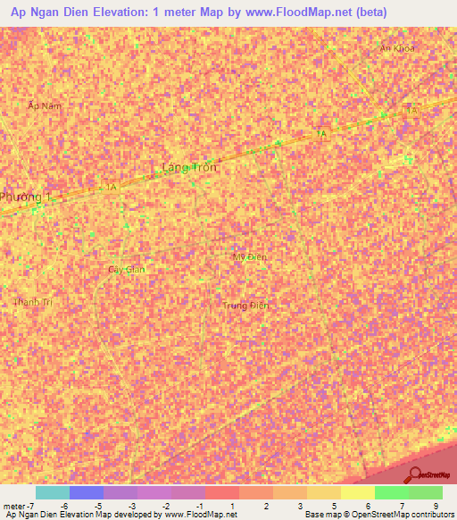 Ap Ngan Dien,Vietnam Elevation Map