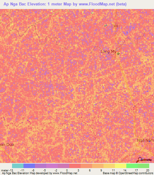 Ap Nga Bac,Vietnam Elevation Map