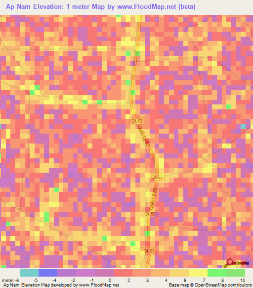 Ap Nam,Vietnam Elevation Map