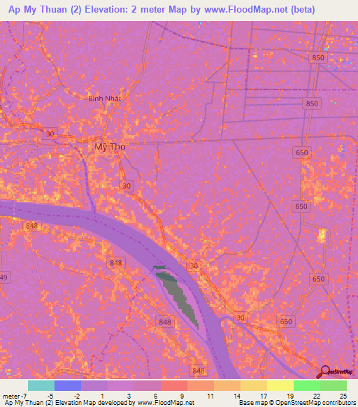 Ap My Thuan (2),Vietnam Elevation Map