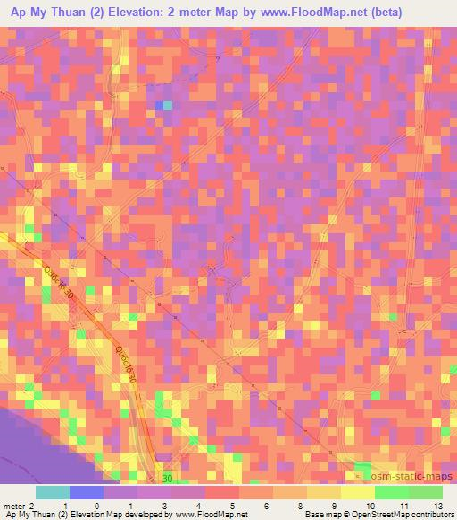 Ap My Thuan (2),Vietnam Elevation Map